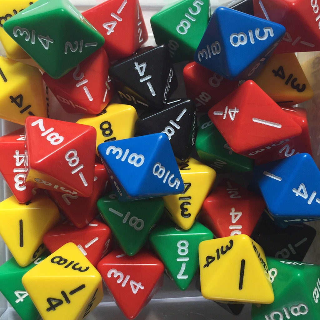Octahedral fraction dice (1/8-8/8)