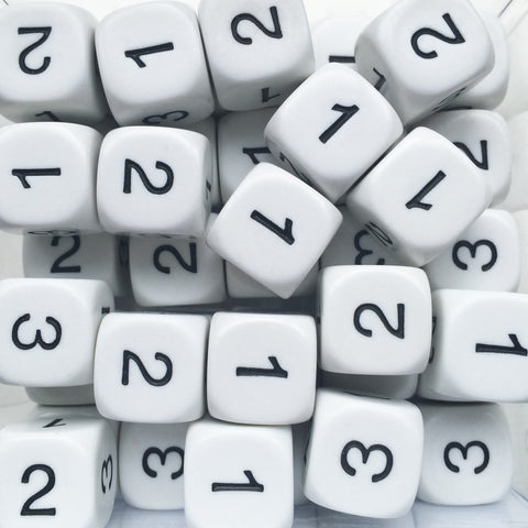 Numeral dice (1-3, twice)